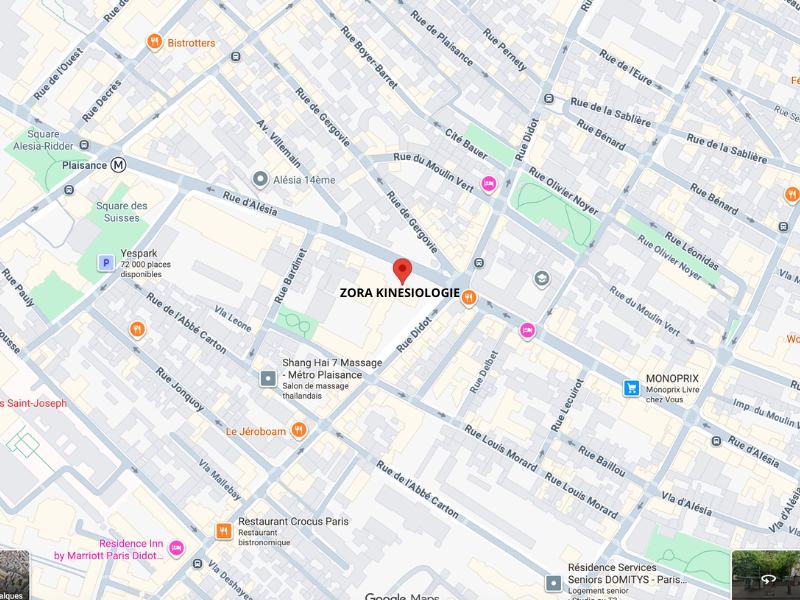 Carte cabiner Zora kinesiologie-165 rue d'Alésia Paris 14